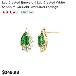 Emerald/White Sapphire 14K Gold/Silver Earrings